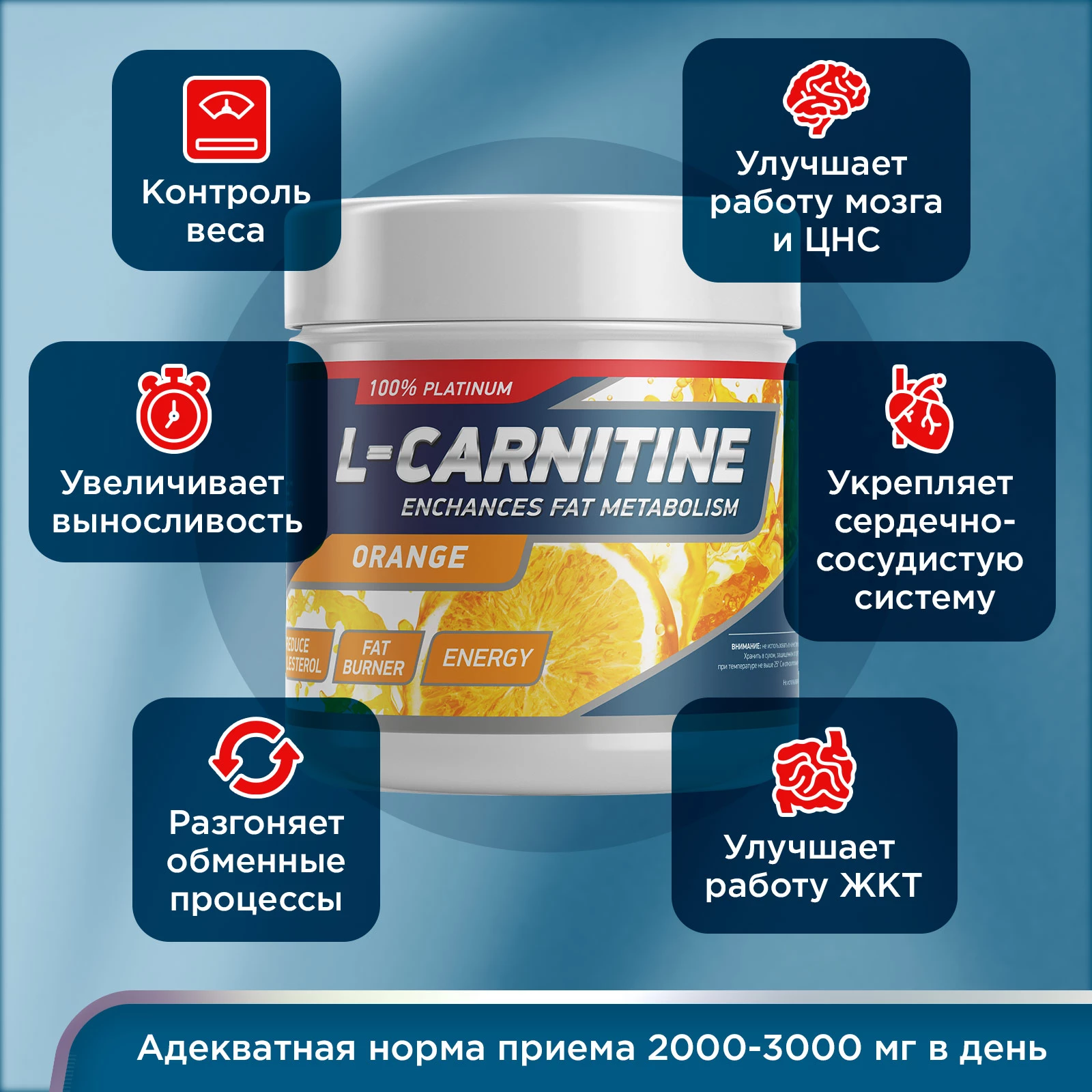 Жиросжигатель Geneticlab CARNITINE 150 g Апельсин