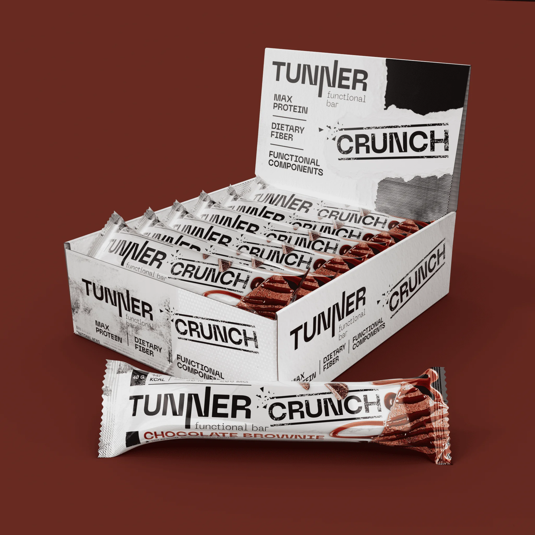 Функциональный батончик Tunner CRUNCH со вкусом «Шоколадный брауни»