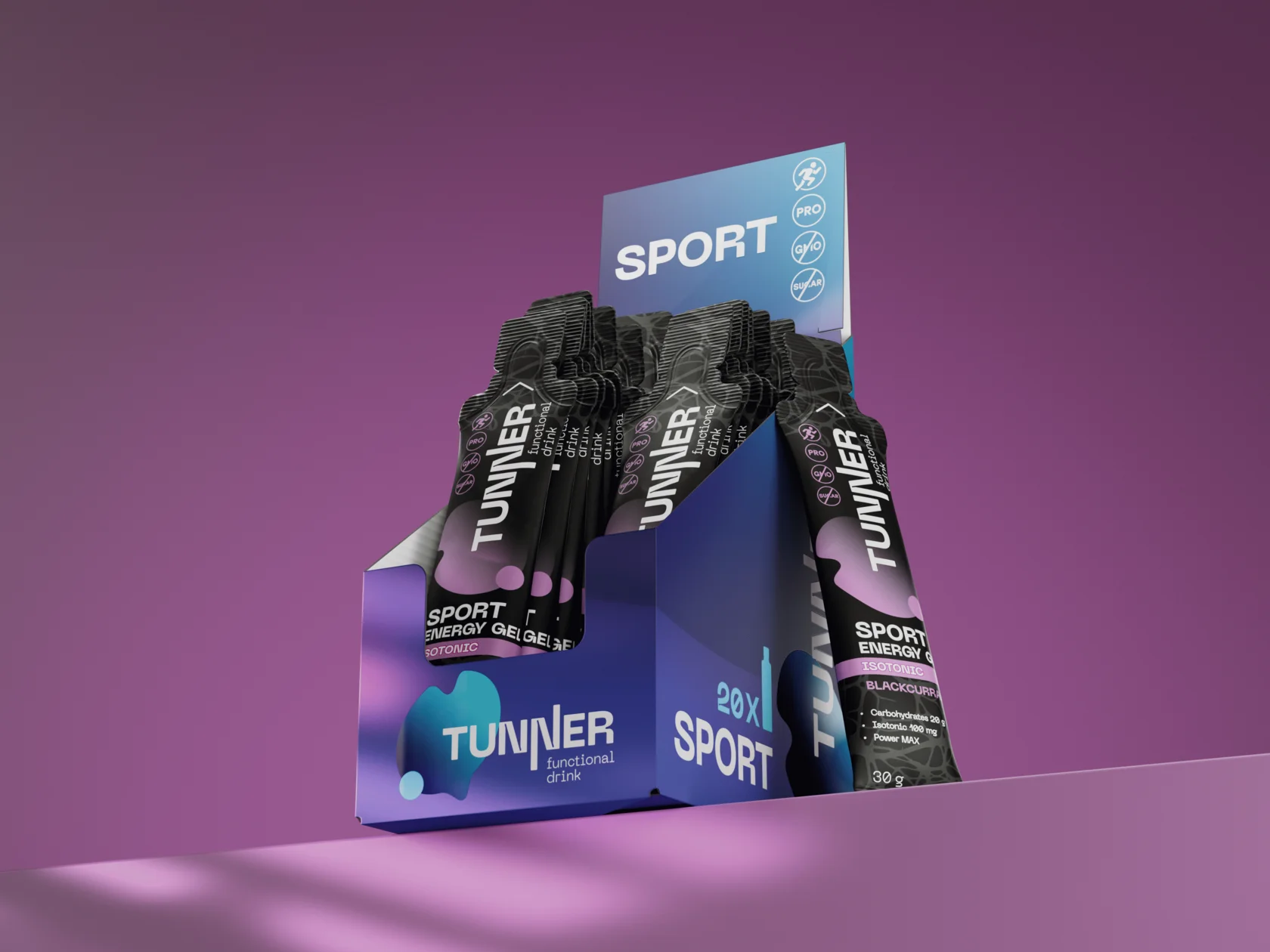 Функциональный напиток Tunner ENERGY GEL ISOTONIC со вкусом черной смородины (20 шт)