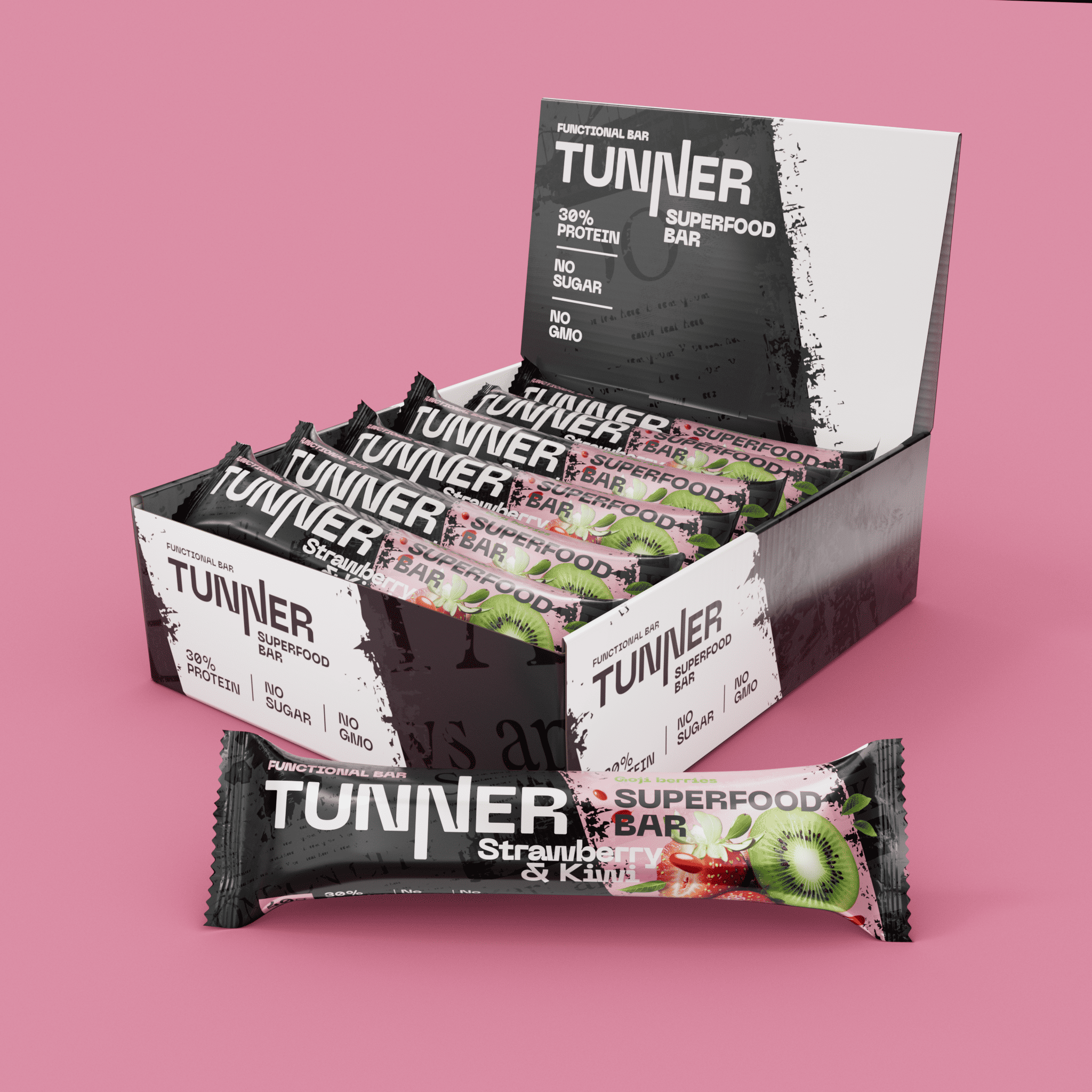 Функциональный батончик Tunner SUPERFOOD со вкусом «Клубника и киви»