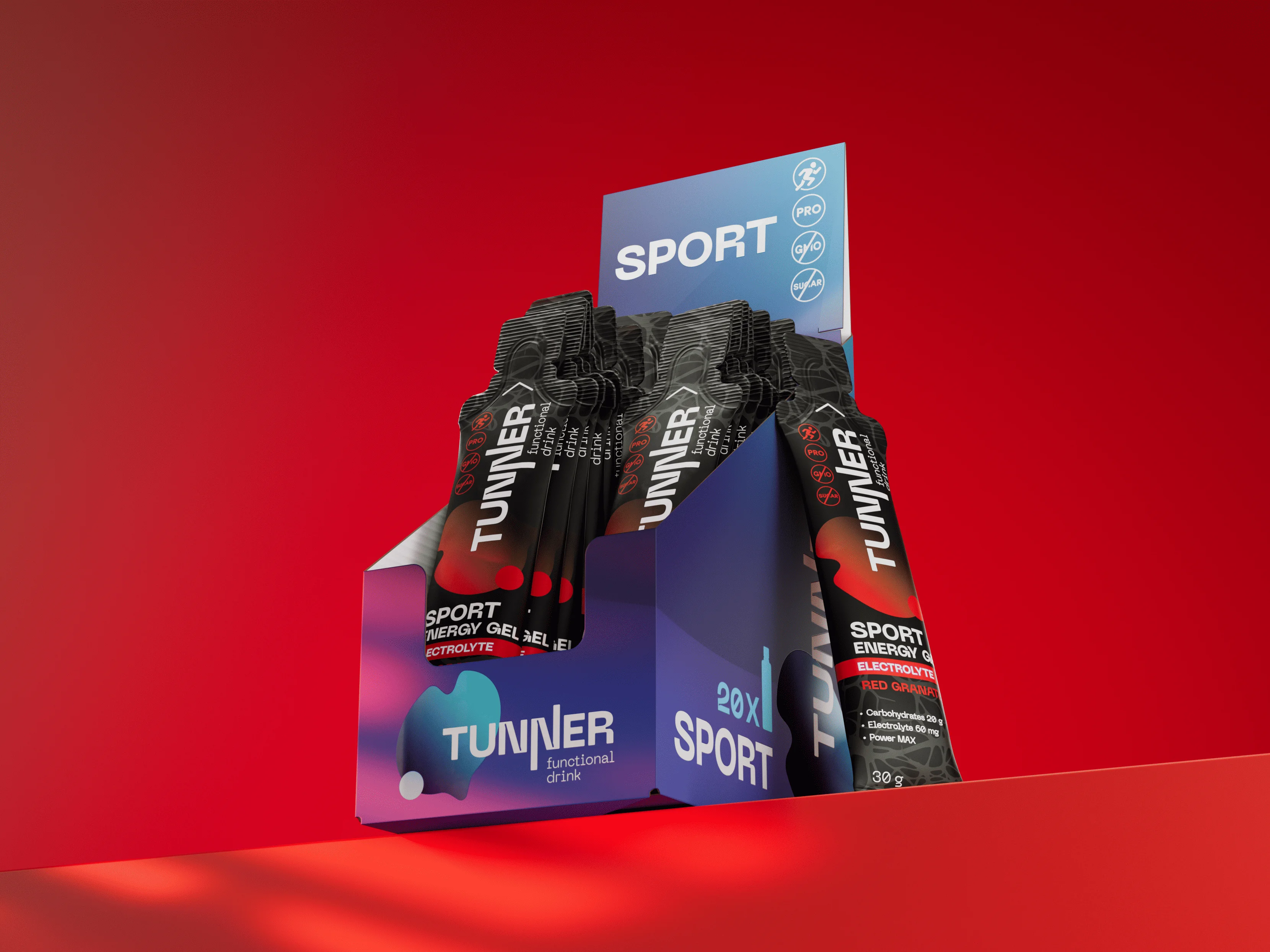 Функциональный напиток Tunner ENERGY GEL ELECTROLYTE со вкусом граната (20 шт)