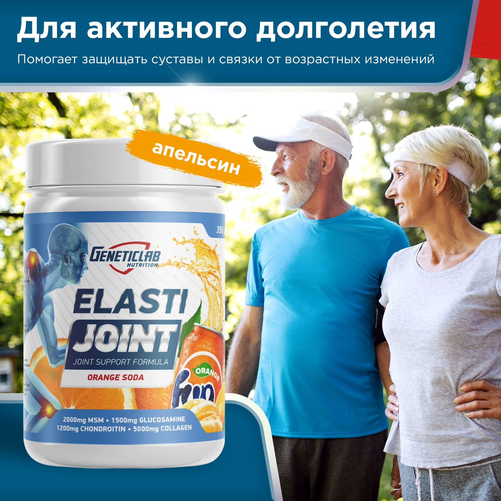 Хондропротектор Geneticlab ELASTI JOINT 350 г Апельсин