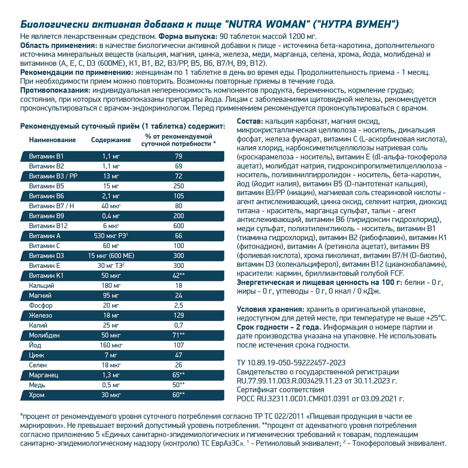 Витамин женские VITAWOMEN 90 таблеток