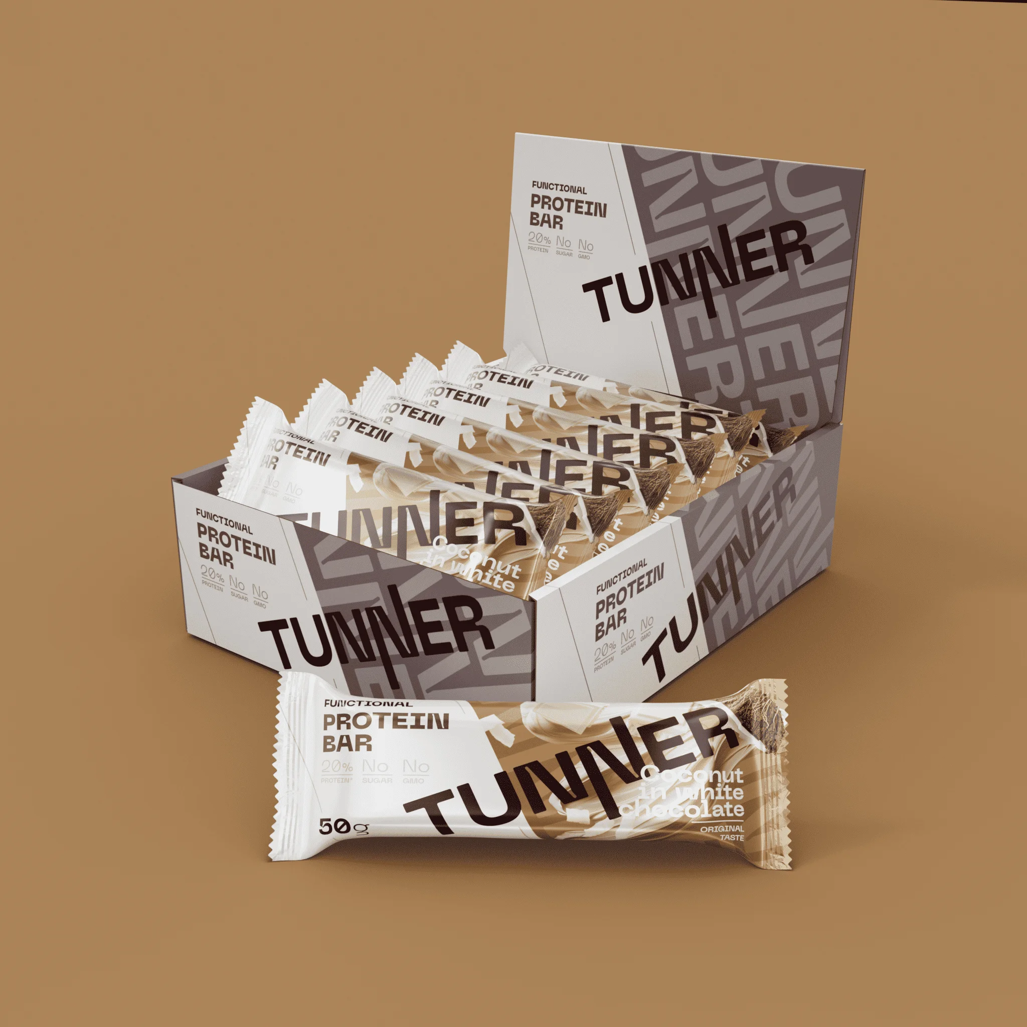  Функциональный батончик TUNNER PROTEIN со вкусом «Кокос в белом шоколаде»