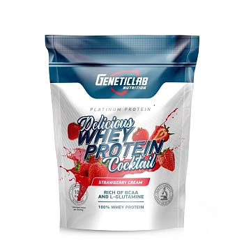 Сывороточный протеин Geneticlab DELICIOUS WHEY PROTEIN COCTAIL 900 г Клубника