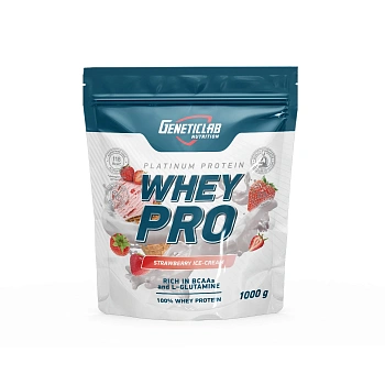 Сывороточный протеин Geneticlab WHEY PRO 1000 г Клубничное мороженное